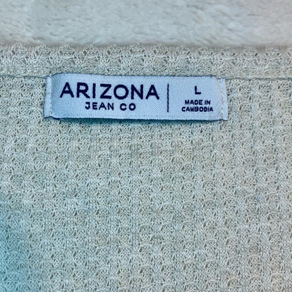 NWT Arizona Jean Co. Crop Top Large Cream Textured Peplum Top Cropped Short Slvs - Picture 9 of 13